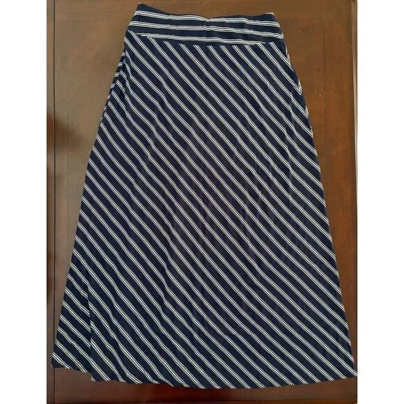 Talbots Navy Nautical Striped Pull on Skirt Maxi Length Size Small - Picture 5 of 9